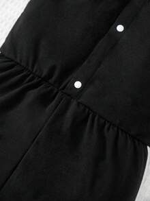 嬰兒字母圖案撞色滾邊連身短褲 - 黑色 - 查看 3