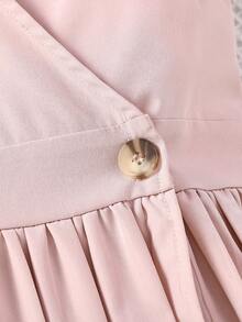 SHEIN Chicas Vestido ribete con fruncido bajo fruncido - Rosa vieja - Ver 4