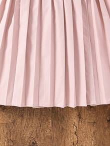 SHEIN Chicas Vestido ribete con fruncido bajo fruncido - Rosa vieja - Ver 6