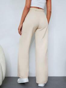 Cloudara Solid Slant Pocket Suit Trousers - Apricot - View 2