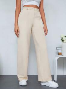 Cloudara Solid Slant Pocket Suit Trousers - Apricot - View 3