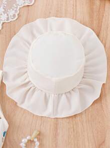 SHEIN 小女童印花外套馬甲和紙袋腰短褲和吊帶上衣和配件帽 - 白色 - 查看 3