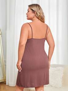 Plus Lace Trim Cami Nightdress - Rusty Rose - View 3