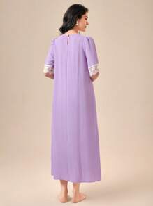 SHEIN Unity Guipure Lace Insert Nightdress - Lilac Purple - View 2