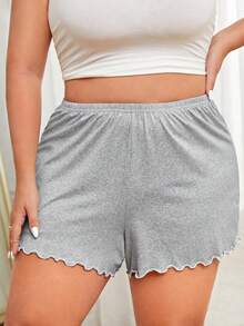 Plus Lettuce Trim Sleep Shorts - Light Grey - View 3