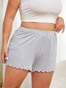 Plus Lettuce Trim Sleep Shorts - Light Grey - View 5