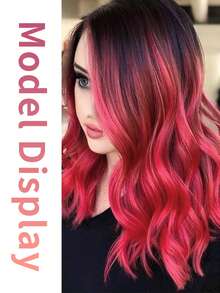 5 Chiếc Kẹp Màu Đỏ Hoa Hồng Trong Phần Mở Rộng Tóc, Kẹp Tóc Dài Xoăn Gợn Sóng 16 Inch Bằng Chất Tổng Hợp, Trang Phục Hóa Trang Halloween Tiệc Thời Trang Giáng Sinh Quà Tặng Năm Mới Cho Phụ Nữ Trẻ Em Bé Gái - Màu Hồng Tươi - Xem 3