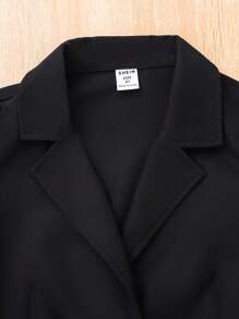 SHEIN 女孩吊帶洋裝和西裝領泡泡袖襯衫 - 黑色 - 查看 5