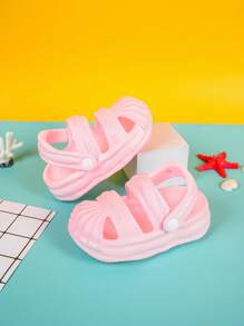 Fashionable Vented Clogs For Girls, Shell Shape Cut Out Design Slingback EVA Clogs - Pink - View 2