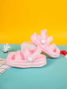 Fashionable Vented Clogs For Girls, Shell Shape Cut Out Design Slingback EVA Clogs - Pink - View 4