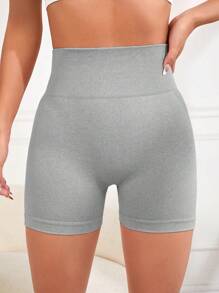 Easithlete Quần Shorts Thể thao Nữ Xù màu trơn - Màu Xám nhạt - Xem 5