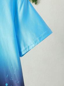 Boys Ombre Tee & Letter Graphic Shorts - Multicolor - View 3
