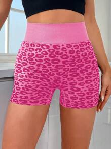 Easithlete Quần Shorts Thể thao Nữ In hoa Báo - Màu Hồng Tươi - Xem 5