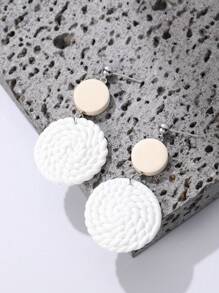 1對波西米亞編織細節圓形耳墜適合女士適用於度假 - 白色 - 查看 5