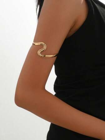 Women Solid Color Snake Design Arm Cuff