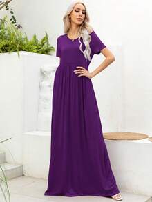 DEARCASE Vestido línea A unicolor - Morado - Ver 3