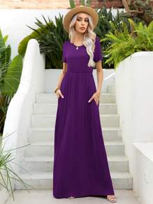 DEARCASE Vestido línea A unicolor - Morado - Ver 4
