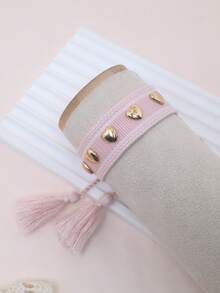 Ngôi Sao Thời Trang & Trang Trí Tua Rua Chuỗi Vòng Tay Cho Phụ Nữ Để Trang Trí Hàng Ngày - Màu Hồng baby - Xem 3