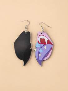 1 Đôi Thời Trang Họa Tiết Trái Tim Miệng Thả Bông Tai Nữ Trang Trí Hàng Ngày - Màu tím - Xem 3