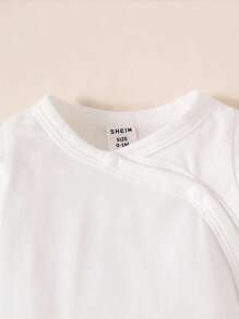 SHEIN 女寶寶新生兒荷葉邊t恤&蝴蝶結連身衣&連體衣&長褲 - 白色 - 查看 7