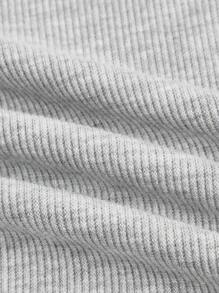 SHEIN EZwear Ruched Waist Flare Leg Trousers - Light Grey - View 4