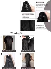 Claw Clip Medium Curly Ponytail Synthetic Hair Extension - Light Brown - View 4