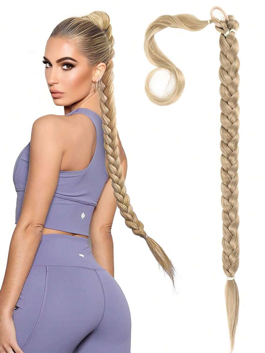 Long Braided Ponytail Extension For Biack Women 30 Inch Straight Wrap Around Long Ponytail Braid Extension Natural Soft Synthetic Hair Pieces For Women Daily Wear - Piano Color - View 1