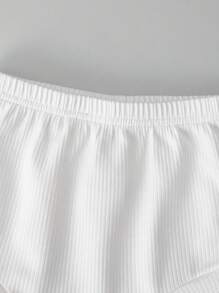 SHEIN Baby Solid Tee & Shorts - White - View 7