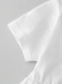 SHEIN Baby  Solid Round Neck Smock Dress - White - View 3