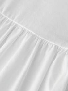 SHEIN Baby  Solid Round Neck Smock Dress - White - View 5