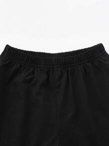 SHEIN Toddler Boys Solid Tank Top & Shorts - Black - View 4