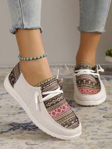 運動鞋適用於女士幾何樣式前綁帶一脚蹬 - 彩色 - 查看 5