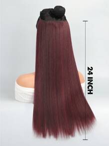 Long Straight Synthetic Hair Extension - Burgundy - View 4