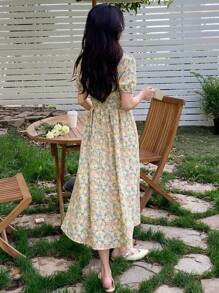 DAZY Allover Floral Print Puff Sleeve Dress - Multicolor - View 2