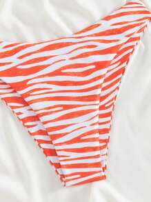 SHEIN Zebra Stripe Bikini Set For Summer Beach - Orange - View 5