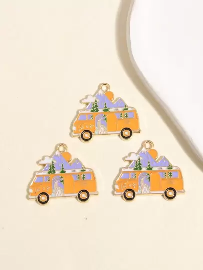 5入組/套時尚鋅合金雲朵和樹細節摩托家庭DIY吊墜適合女士DIY首飾製作