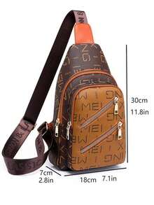 Pu皮革,拼布設計,復古風格,休閒運動胸包 - 彩色 - 查看 5