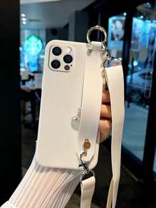1pc Arm Band & Strap Design Phone Case Compatible With IPhone 15 Pro Max, Full Coverage Soft - Beige - View 1