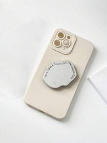 1pc Metallic Mirror Stand Phone Case Compatible With Iphone 15 Pro Max - Beige - View 2