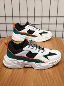 Zapatos deportivos de cordones redondos para hombre, con decoración de letras multicolores y bloque de color, para la escuela - Multicolor - Ver 4