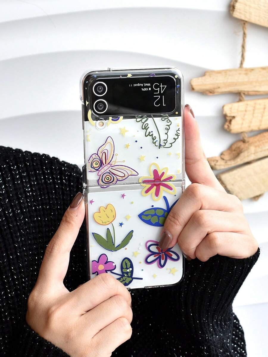 花卉圖案透明手機殼 - 彩色 - 查看 1