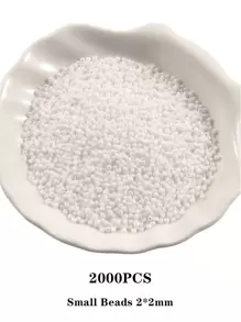 2000pcs/set Fashion Plastic Round DIY Bead For Women For DIY Jewelry Making - White - View 2