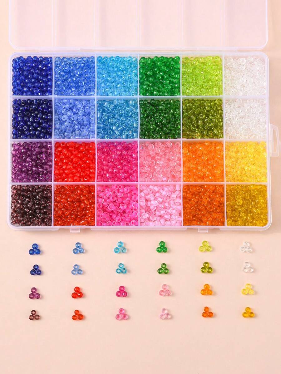 約3685入組混合亞克力和玻璃珠diy串珠套件,適用於手鍊、項鍊和耳環製作 - 彩色 - 查看 1
