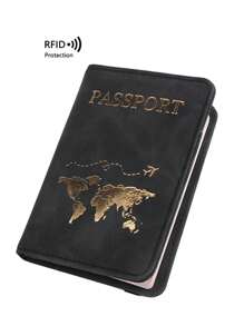 Letter Graphic Passport Case RFID Blocking Bifold vacation accessories for holiday season - Black - View 1