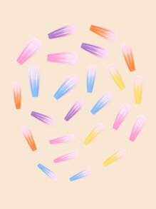 24pcs Y2K Aesthetic Extra Long Coffin Iridescent Gradient Fake Nail & 1pc Nail File & 1sheet Tape For Women Press On Nails Nail Supplies - Multicolor - View 4