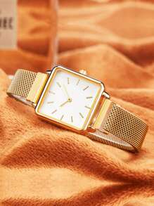 Square Pointer Quartz Watch - Gold - View 2