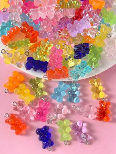 30pcs/set Clear Colorful Cute Plastic Bear Shaped Pendant (Random Color)