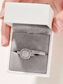 AIHUASI 2pcs/Set Novelty 925 Sterling Silver Wedding Engagement Ring Bridal Set Jewelry For Her Round Cut High Grade Cubic Zirconia Fine Jewelry Valentines Gift