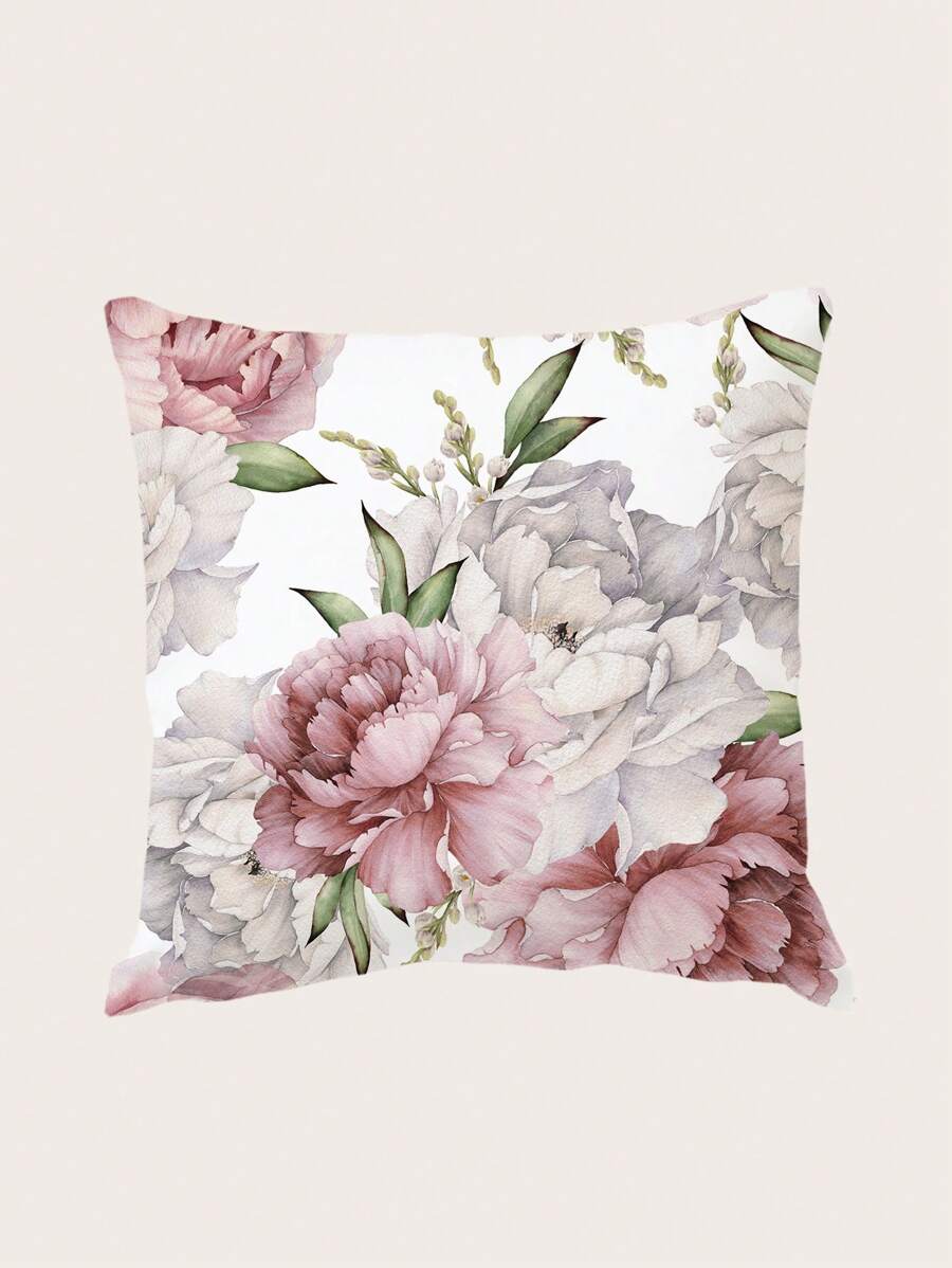 Floral Pattern Cushion Cover Without Filler, Modern Throw Pillow Case For Sofa, Home Decor