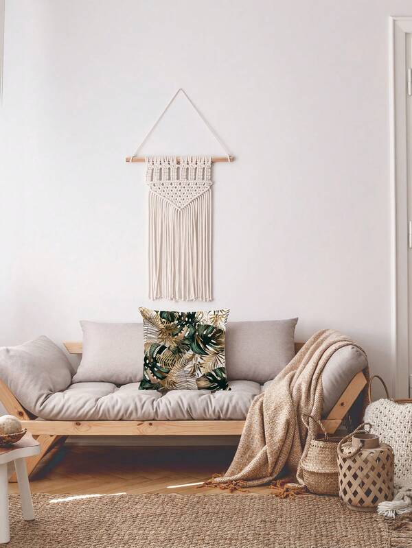 Leaf Print Throw Pillow Case, Modern Cushion Cover For Sofa, Pillow